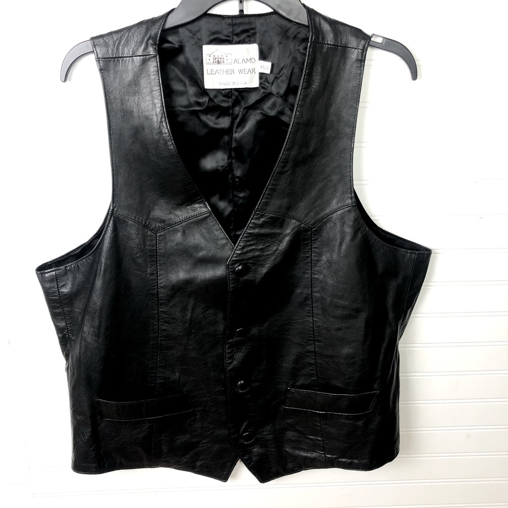 Vintage Alamo Leather WesternBlack Leather Vest